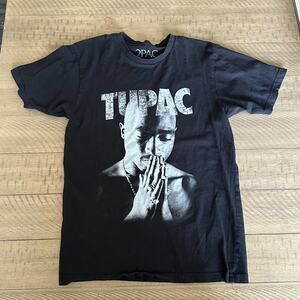 Tupac Shakur Rap Black and White Praying T-Shirt Size Small 2Pac